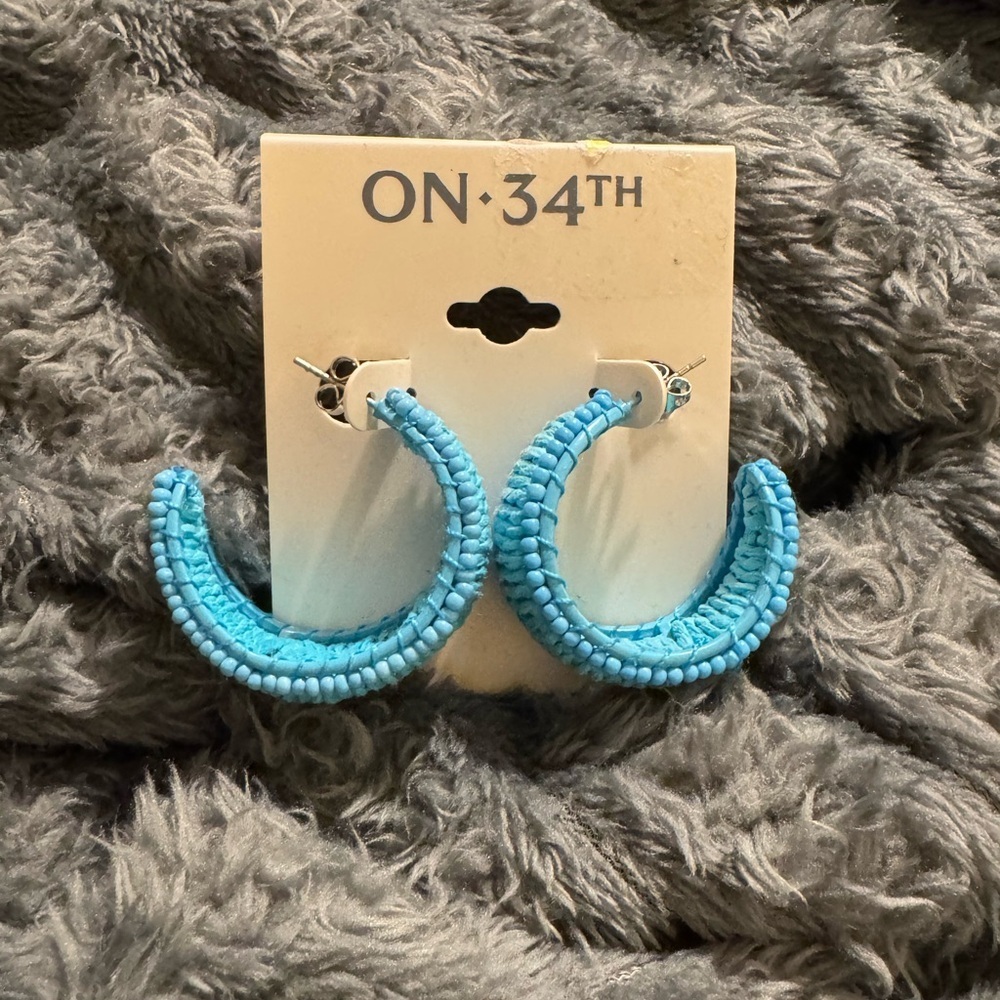 ON 34TH Blue Hoop Earrings